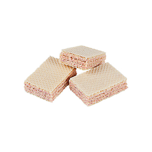 Wafers with strawberry flavoured filling